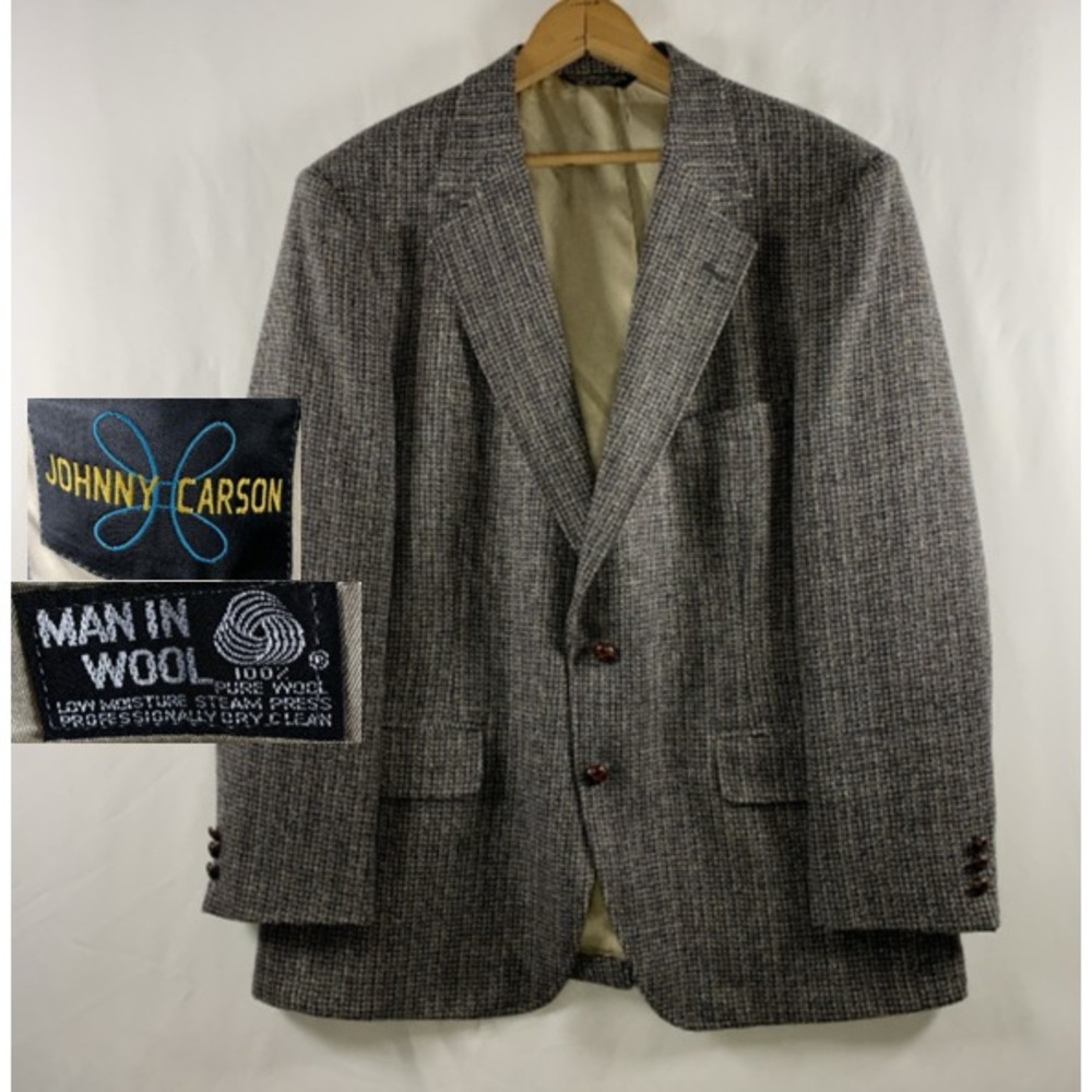 VTG 70s Mens Unstructured Wool Tweed Micro Check Sport Coat Size 40 42R Ivy Prep